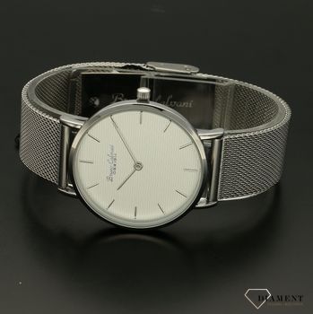 Zegarek damski biżuteryjny z dużą tarczą Bruno Calvani BC90516 SILVER.  Tarcza zegarka okrągła w kolorze srebrnym z wyraźnymi srebrnymi indeksami, wskazówki w kolorze srebrnym. Dodatkowym atutem zegarka jest wyraźne logo (5).jpg
